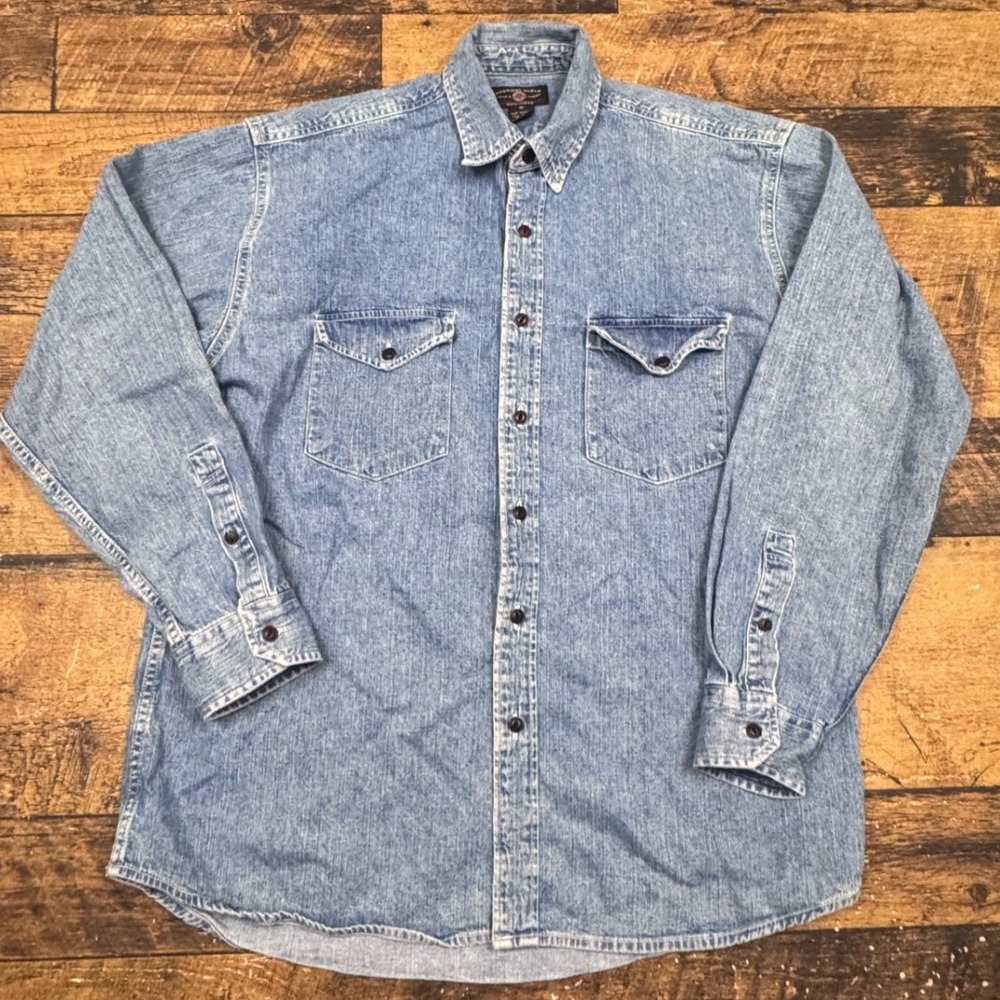 American Eagle Outfitters Mens Denim Shirt Long Sleeve Cotton Button Up Size S